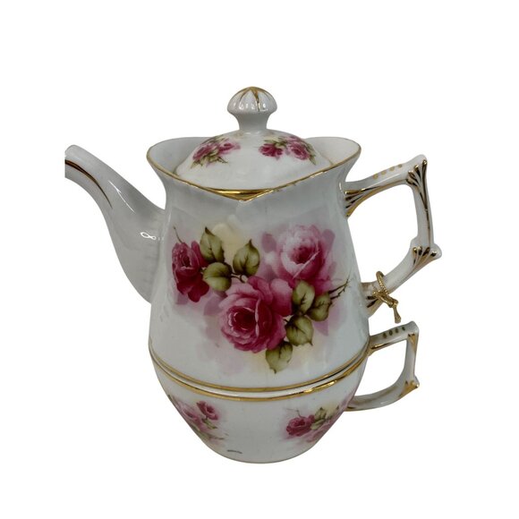 Porcelain Treasures Hand Paint Tea For One Set By Betty Platner Rose 8817 - Picture 1 of 8